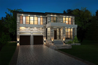 Example of an exterior home design in Montreal