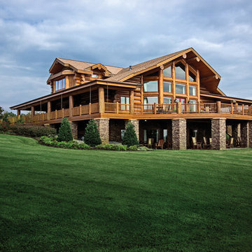 LEED Gold Handcrafted Log Home: The Norwood Residence - View Elevation