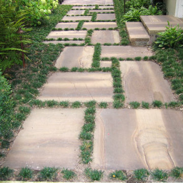 Burlstone stepping stones with Mondo joints and Burlstone Entry steps