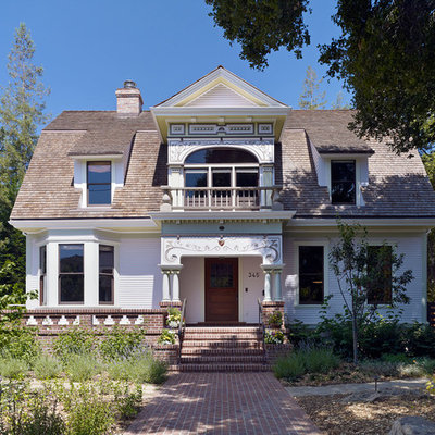 Ornate white two-story exterior home photo in San Francisco