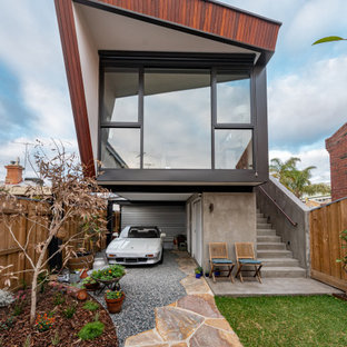 Contemporary two-storey house exterior in Perth with mixed siding and a shed roof.