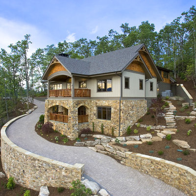 Traditional stone gable roof idea in Other