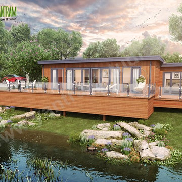 Lodge backside Design with Natural Landscape & Pond – Creative ideas Miami, USA