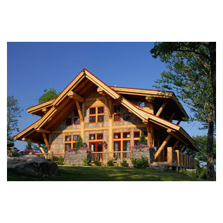 Log and Stone Timber Frame - Rustic - Exterior - Charlotte - by ...