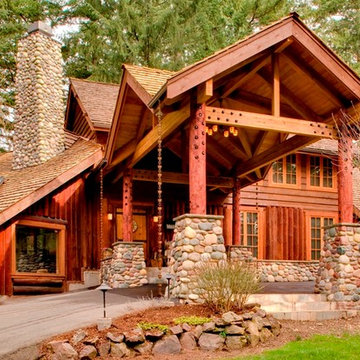 Log Home Covered Entry