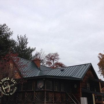 log home with metal roof