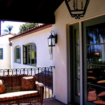 Loggia Deck of a Small 2 Story Spanish Home in Santa Barbara