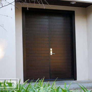 Los Angeles Custom Modern Garage Doors & Matching Entry Door System Project