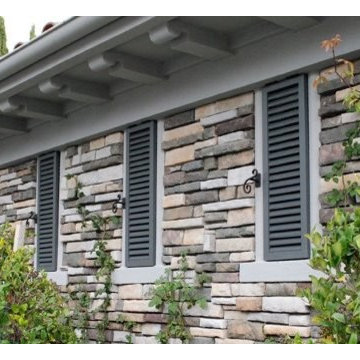 Louver Style Shutters for a French Chateau Style Home in Newport Beach, CA