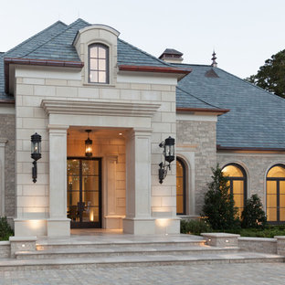 75 Most Popular White House Exterior with Stone Cladding Design Ideas ...