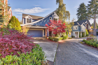 Example of a transitional exterior home design in Seattle