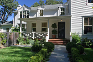 Example of a white two-story wood exterior home design in San Francisco