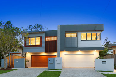 Design ideas for a modern house exterior in Brisbane.