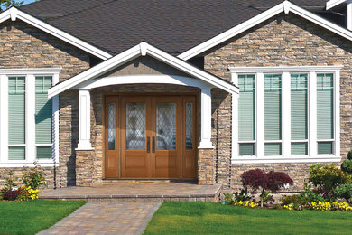 Masonite Belleville Fir Texture 1 Panel Hollister Lite Exterior Fiberglass Door