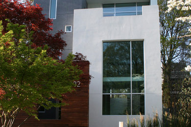 Inspiration for a modern wood exterior home remodel in Atlanta