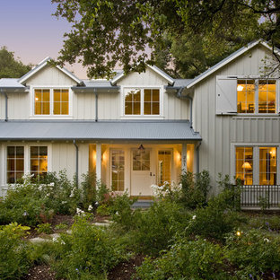 Mid-sized farmhouse two-story wood exterior home photo in San Francisco