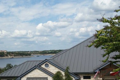 Metal roof on Austin lake house