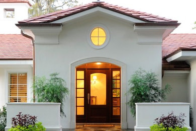 Traditional white stucco exterior home idea in Orlando