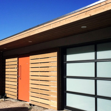 Mid-century facade / glass garage door
