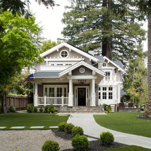 Inspiration for a timeless gray two-story wood exterior home remodel in San Francisco