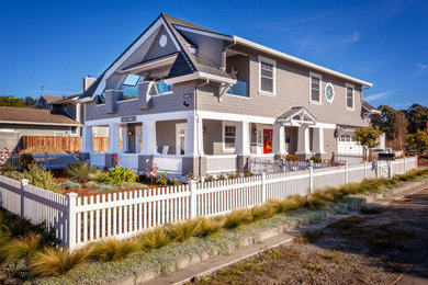 Inspiration for a coastal gray two-story wood exterior home remodel in San Francisco