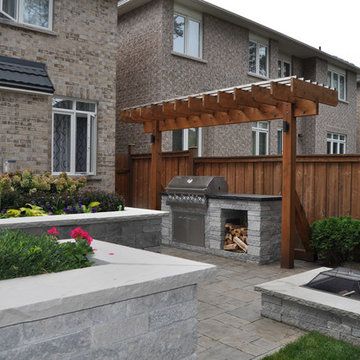 Mississauga Rd Stone Outdoor Kitchen with Arbor