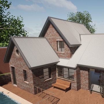 Modern Brick Extension with Pool and Paving