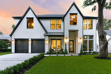 Transitional exterior home idea in Dallas