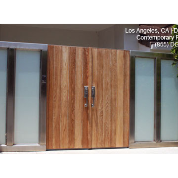 Modern Entry Gates in Solid Wood & Stainless Steel Side Lites