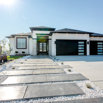 Modern Entryway to Black and White Home Exterior