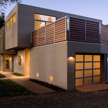 Modern Home Exterior with Warm Lighting