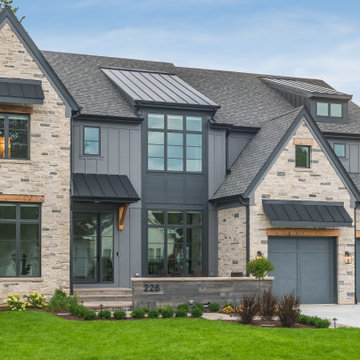 Modern Stone and Siding Farmhouse