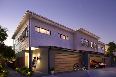 Design ideas for a modern house exterior in Brisbane.