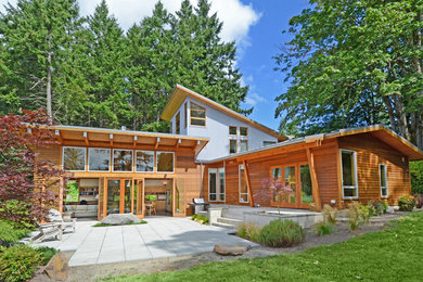 Trendy metal exterior home photo in Seattle