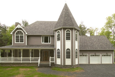 Elegant brown two-story wood exterior home photo in Philadelphia