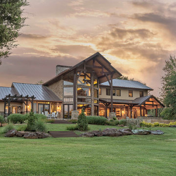 Mountain Style Timber Frame Luxury Home Exterior - Cedar Creek Reservoir Area, T