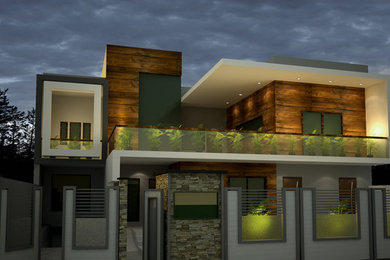 Inspiration for a modern house exterior in Delhi.