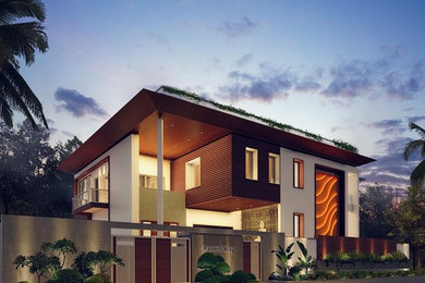 Contemporary house exterior in Bengaluru.