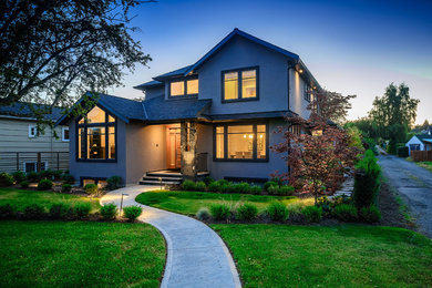 Example of a trendy two-story exterior home design in Vancouver