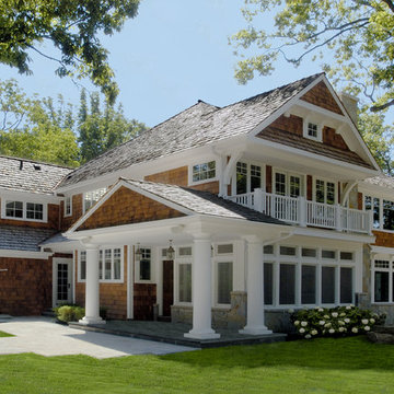 Nantucket Style Stone and Natural Cedar Shingle Home in Northbrook