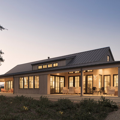 Cottage gray one-story wood exterior home photo in San Francisco with a metal roof