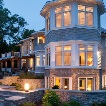 Nautical Home with Stacked Stone Exterior