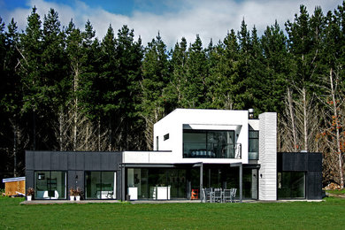 Пример оригинального дизайна: дом среднего размера в современном стиле
