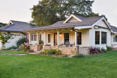 Country white one-story exterior home photo in Santa Barbara