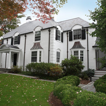 New England White Brick Home