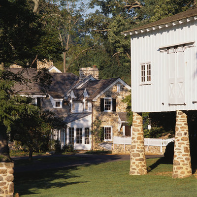 Elegant stone exterior home photo in Philadelphia