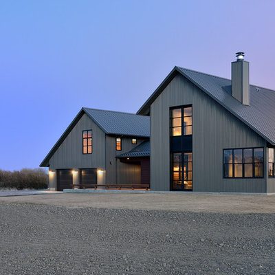 Large cottage gray two-story metal gable roof photo in Boise
