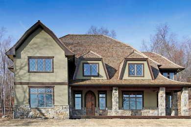 Example of a tuscan exterior home design in New York