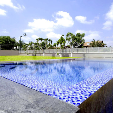 Newe Yarak, Israel. Infinity Swimming Pool with Blue Stone cover.