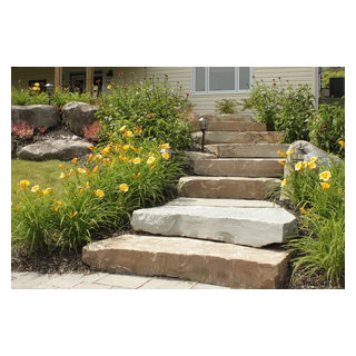 Norwood, stone steps, garden, natural stone - Rustic - Exterior ...